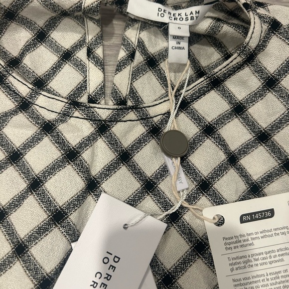 Derek Lam Asymmetric Ruched Wool Blend Crepe Check Top Size 0 - Picture 6 of 6